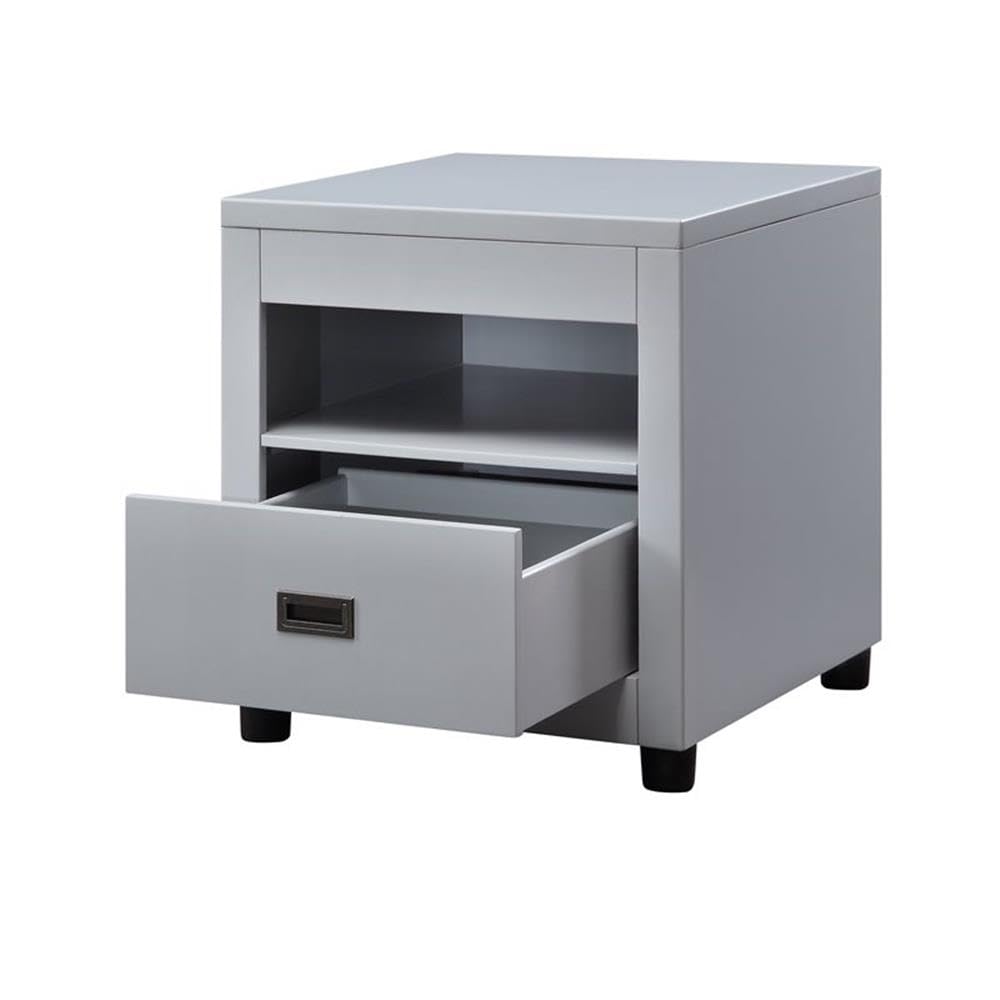 Acme Eleanor 1-Drawer Wooden End Table with Open Compartment in Dove Gray