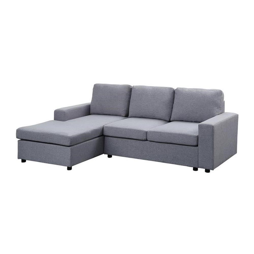 Lilola Home Aurelle Light Gray Linen Reversible Sectional Sofa Chaise