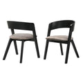 Armen Living Jackie Mid-Century Modern Dining Accent Chairs Finish Fabric-Set of 2, 21'' Wide, Black Ash/Brown