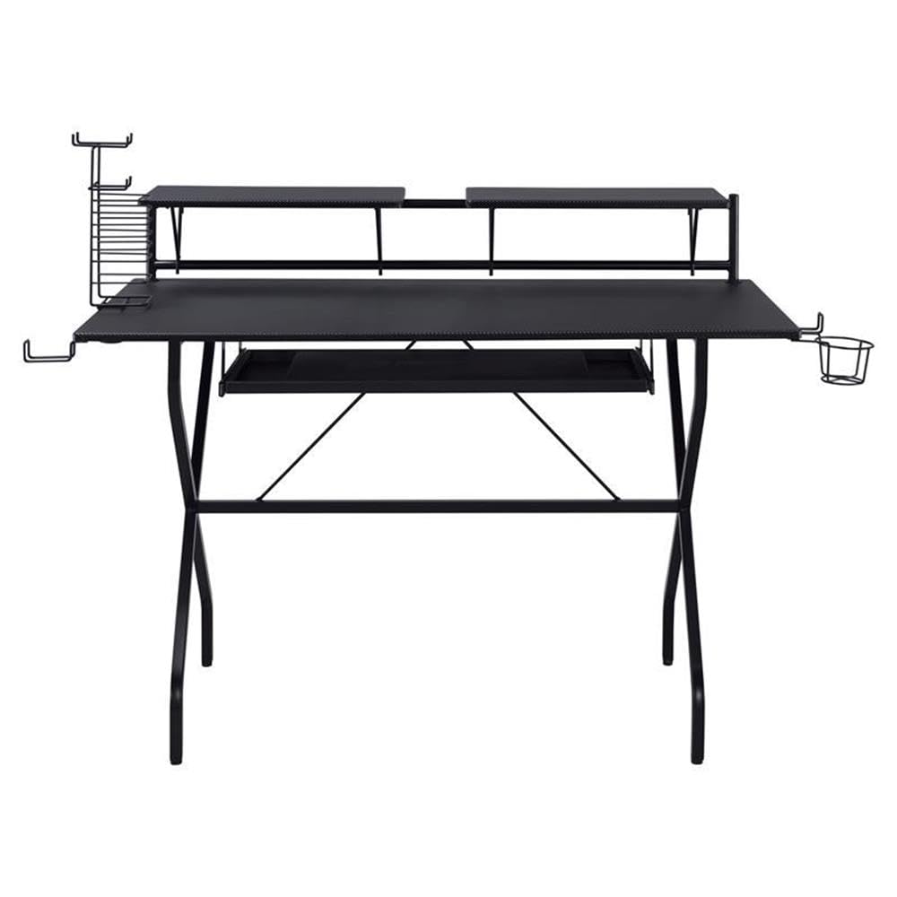Acme Hartman Wooden Top 2-Shelf Computer Desk With Keyboard Tray In Black