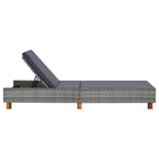 vidaXL Sunbed with Cushion Poly Rattan Gray