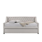 Acme Lianna Tufted Upholstered Twin Daybed and Trundle in Beige and Fog Fabric