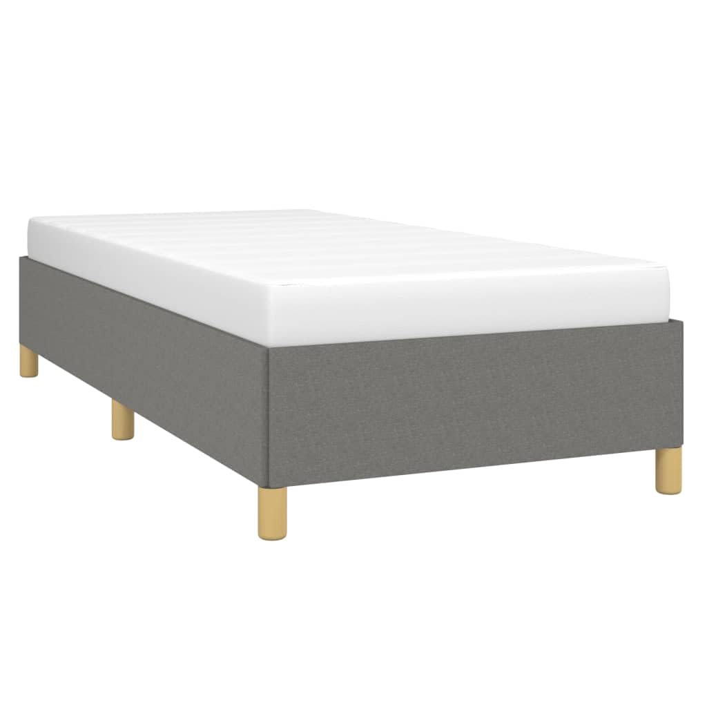 vidaXL Twin XL Size Bed Frame with Plywood Slats, Platform Bed Frame, Fabric Upholstered Mattress Foundation, No Box Spring Needed & Easy Assembly, Dark Gray, Without Mattress