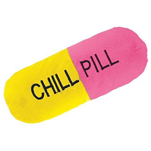Rockin Gear Chill Pill Throw Pillow 11' X 4' Soft And Plush Decor Kids Pillow And Funny Novelty Pillow (Pink And Yellow)
