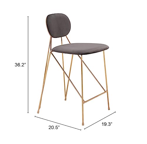 Zuo Georges Counter Stool Gray & Gold