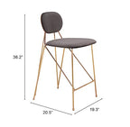 Zuo Georges Counter Stool Gray & Gold
