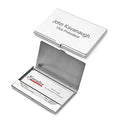 Polished Silver Pocket Business Card Holder For Men And Women, Custom Engraved Business Card Case With Free Personalization