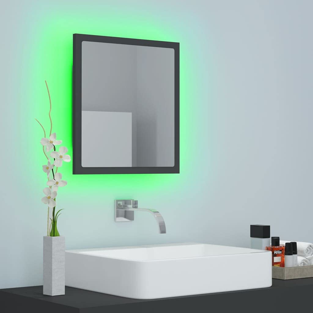 Vidaxl Led Bathroom Mirror Home Hallway Bedroom Laundry Room Washroom Vanity Unit Wall Mirror Furniture Gray 15.7&quot;X3.3&quot;X14.6&quot; Acrylic