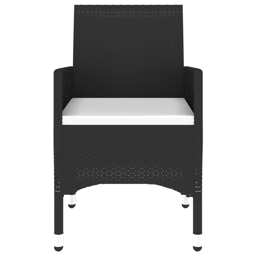 vidaXL Patio Dining Set 7 Piece Garden Outdoor Lawn Yard Terrace Balcony Table and Chair Seat Seating Furniture Poly Rattan and Tempered Glass Black