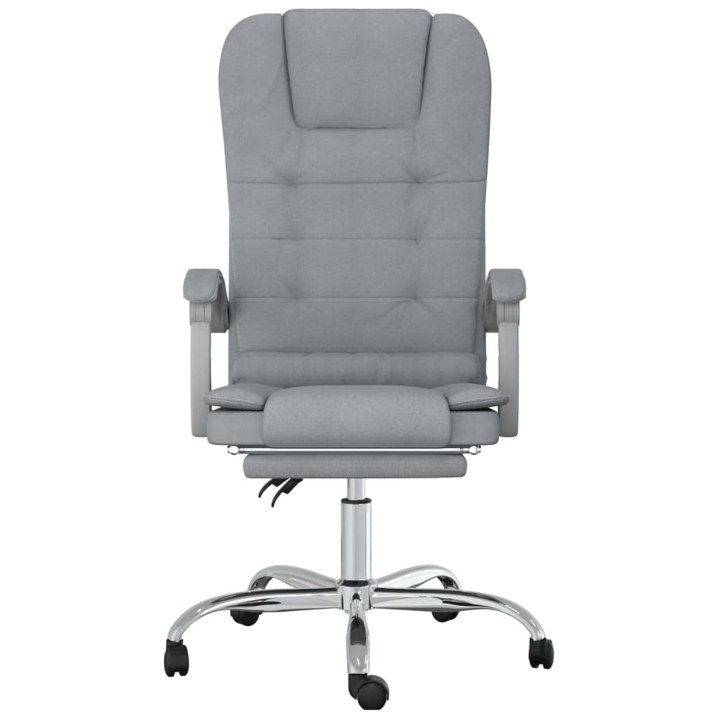 vidaXL Office Chair - Adjustable Reclining Function, Massage Point, Light Gray Fabric, 360-Degree Swivel & Rolling Castors, Sturdy Construction
