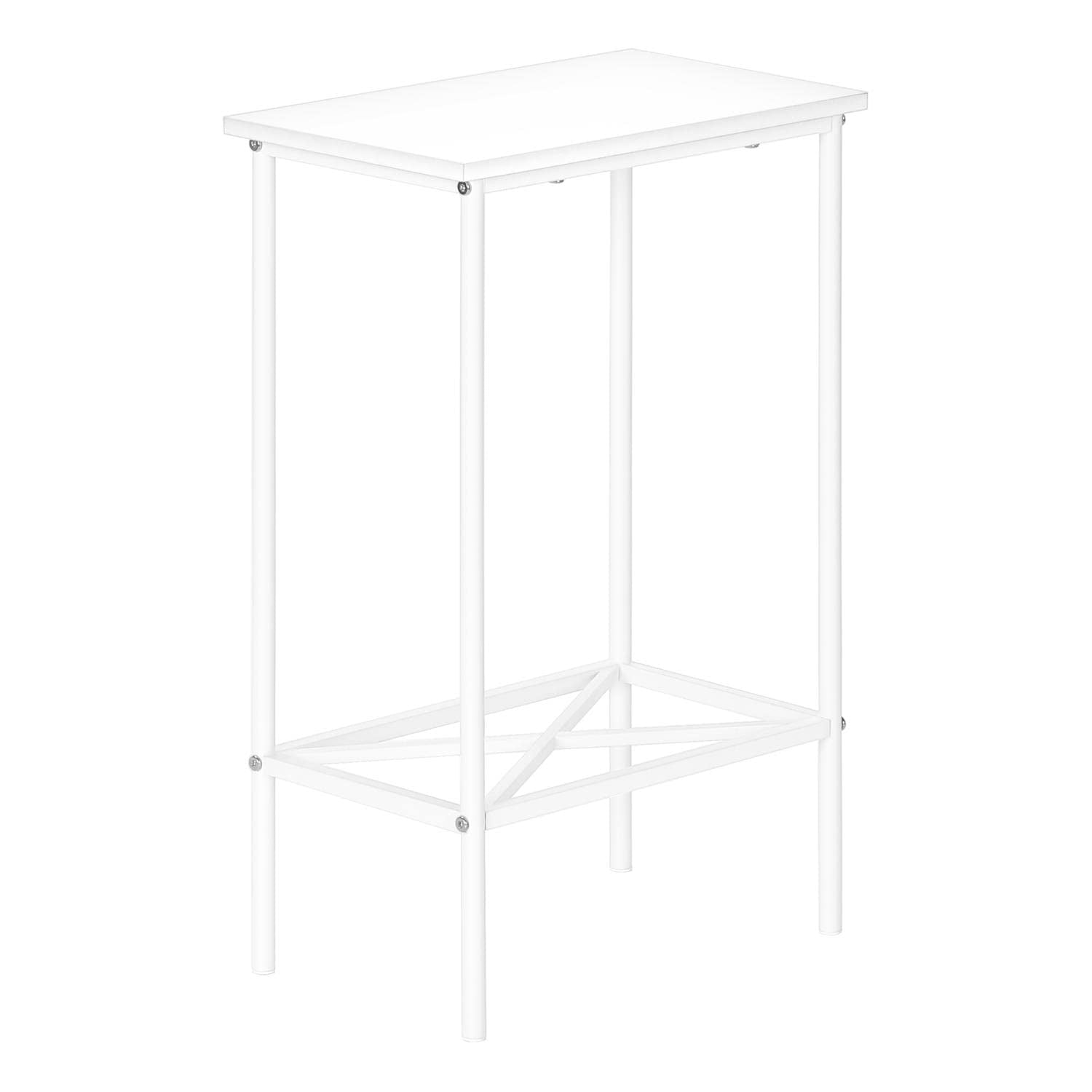 Monarch Specialties 2079 Accent Table, Side, End, Narrow, Small, 2 Tier, Living Room, Bedroom, Metal, Laminate, White, Contemporary, Modern Table-24, 15.75&Quot; L X 9.5&Quot; W X 24&Quot; H