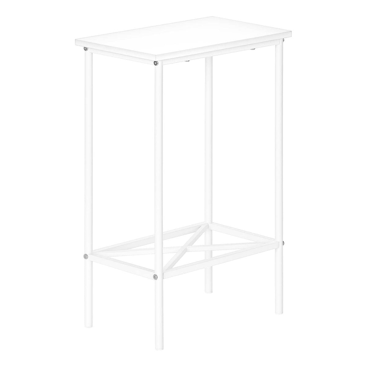 Monarch Specialties 2079 Accent Table, Side, End, Narrow, Small, 2 Tier, Living Room, Bedroom, Metal, Laminate, White, Contemporary, Modern Table-24, 15.75' L x 9.5' W x 24' H