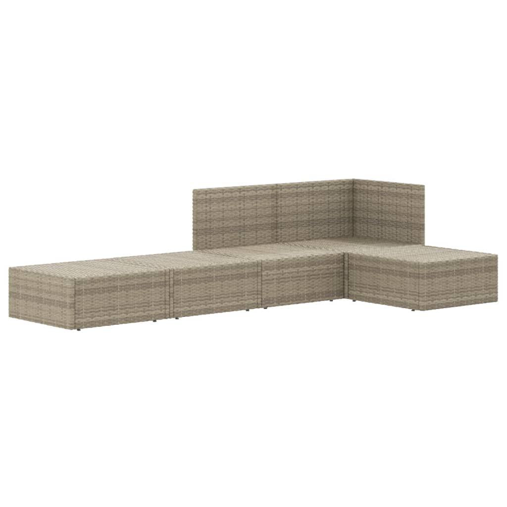 vidaXL 5-Piece Patio Lounge Set with Cushions - Gray Poly Rattan, Weather Resistant, Modular Design, Adjustable Seats, Comfortable Outdoor Furniture