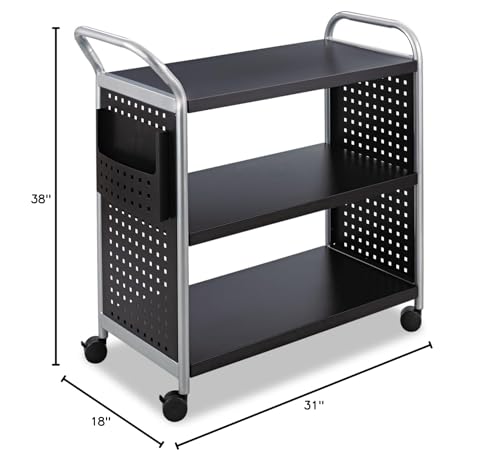 Safco 3-Shelf Scoot Utility Cart, Black