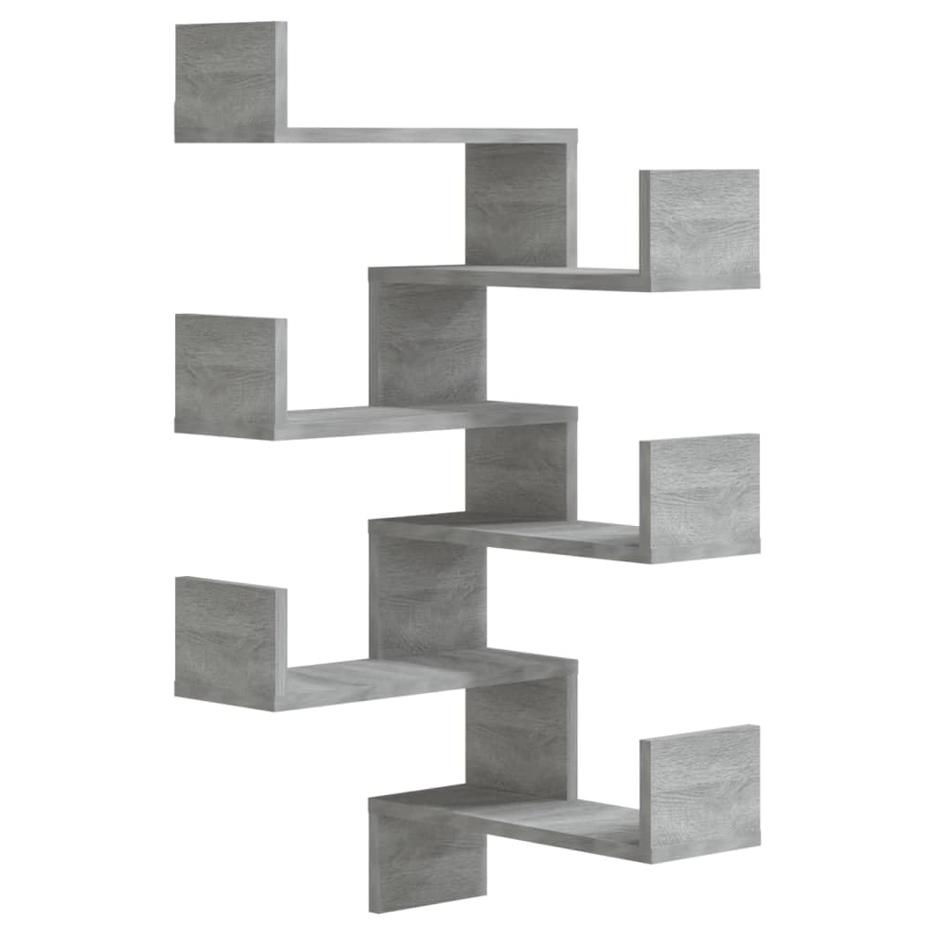 vidaXL Wall Corner Shelves 2 pcs Gray Sonoma 15.7x15.7x19.7 Engineered Wood