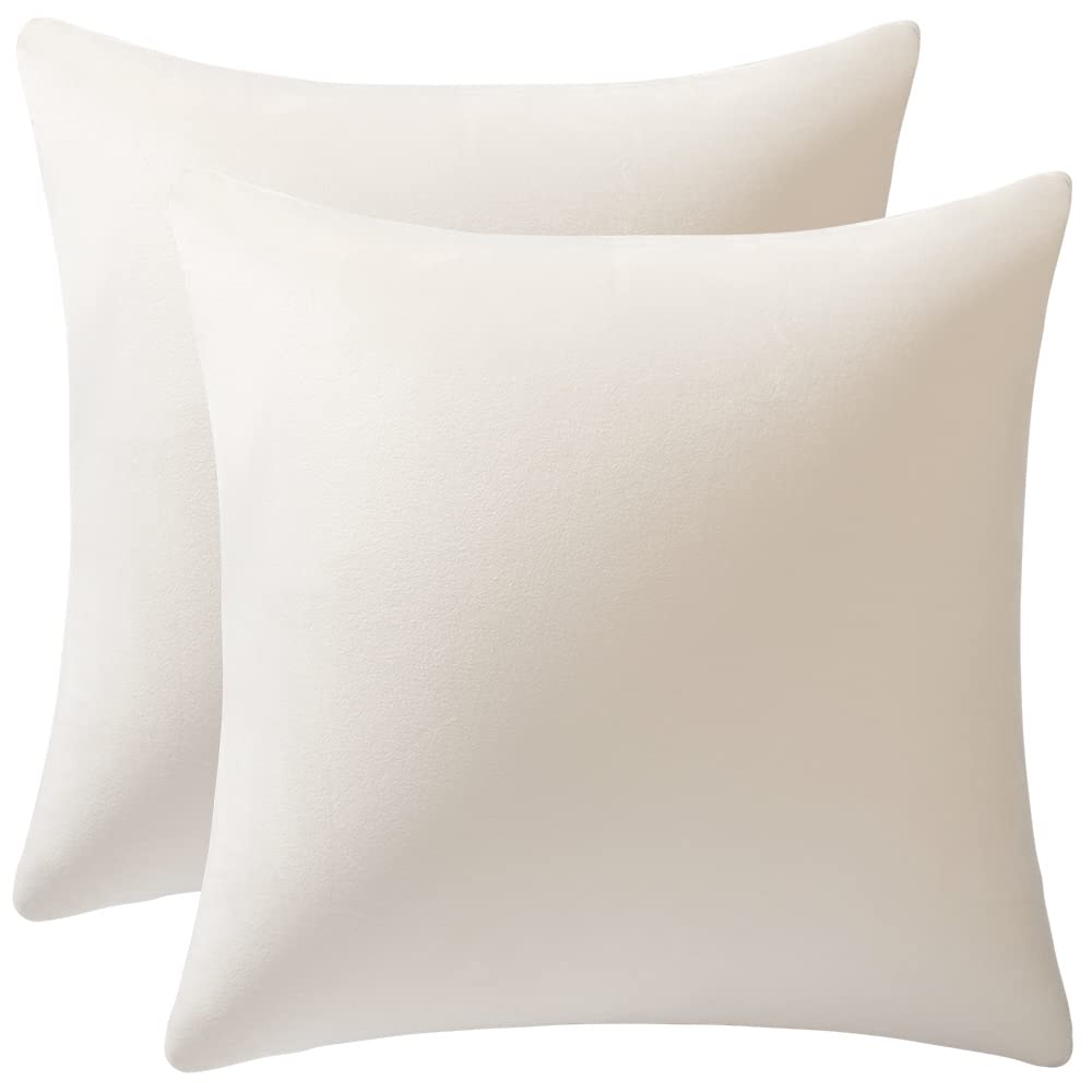 Dezene Couch Pillow Covers 18X18 Cream: 2 Pack Cozy Soft Velvet Square Throw Pillow Cases For Farmhouse Home Decor