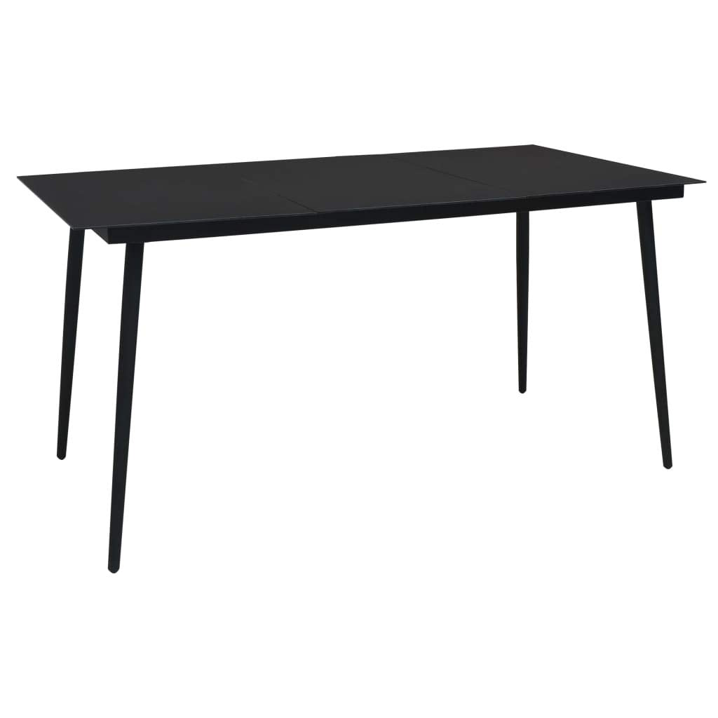 vidaXL Industrial-Style Patio Dining Table - Glass and Black Powder-Coated Steel, Rectangular, for Garden, Outdoor or Dining Room Use, 74.8&quot;x35.4&quot;x29.1&quot;