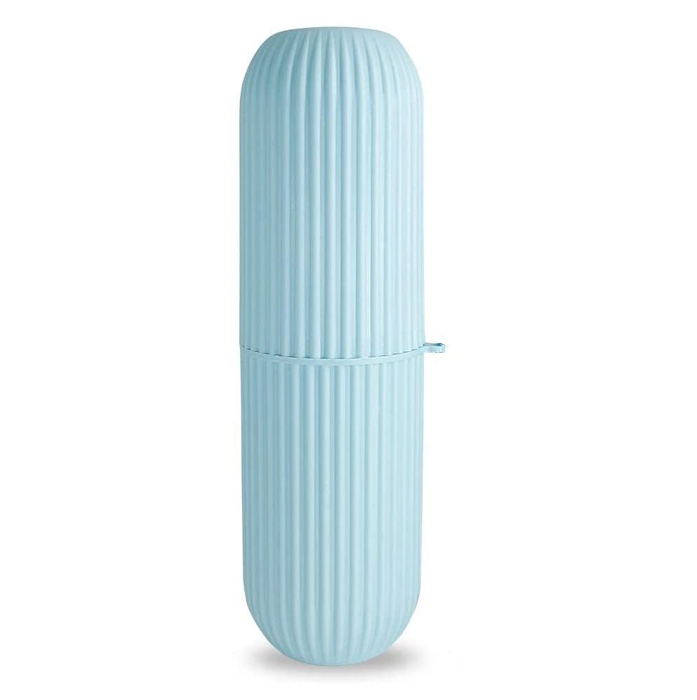 TECHNOVIBES Anti Bacterial Toothbrush Capsule Shape Container Case Box Storage Cover Portable for Travel Bathroom Hiking Camping