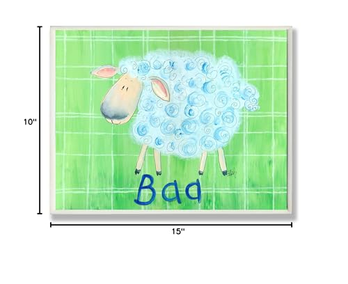 The Kids Room By Stupell Baa Sheep On Green Plaid Background Rectangle Wall Plaque