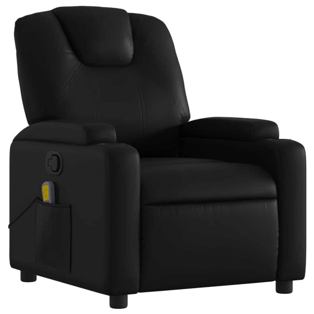 vidaXL Massage Recliner Chair - Black Faux Leather with Comfortable Padded Seat, Manual Reclining, Vibration and Durable Frame -Centerpiece Living Room Lounge Furniture, 3205543