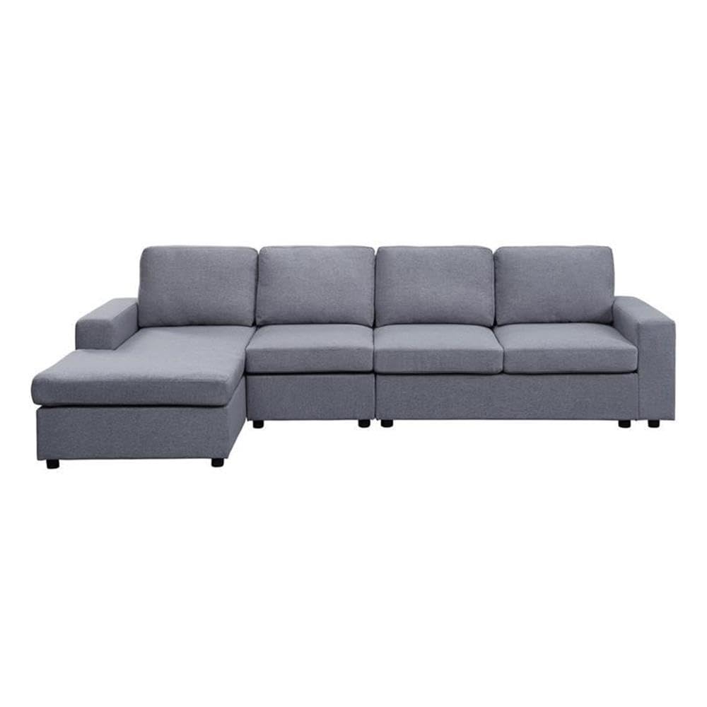 Lilola Home Bailey Light Gray Linen Reversible Modular Sectional Sofa Chaise