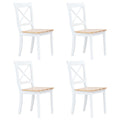 vidaXL 4X Dining Chairs Modern Dining Side Chair for Dining Room Kitchen Restaurant Set Furniture White and Light Wood Solid Wood Rubber