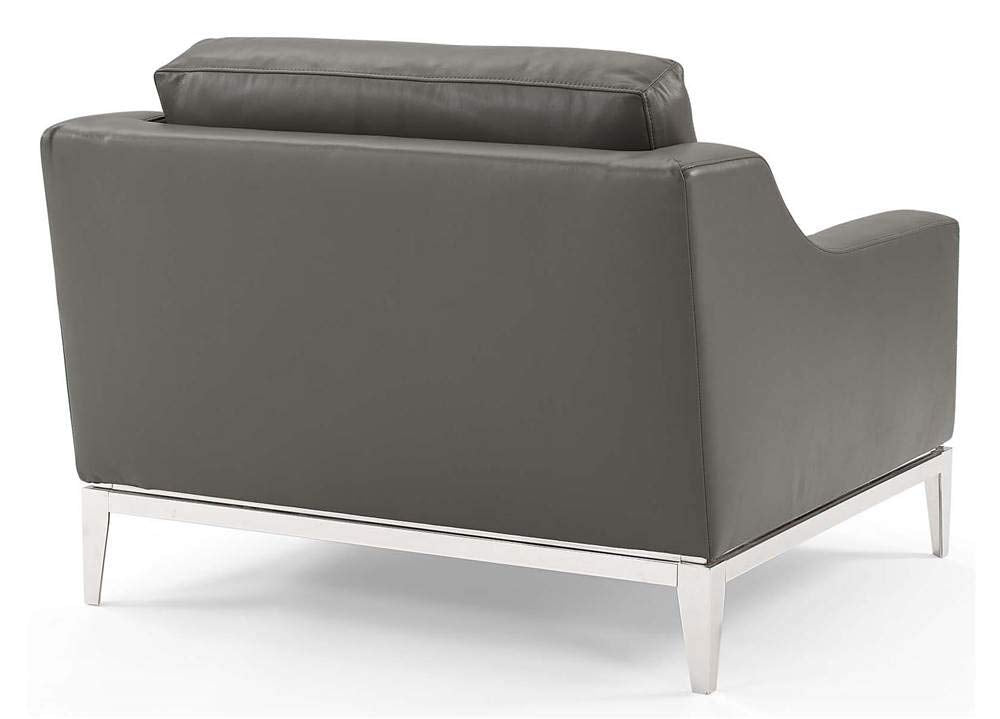 Modway Harness Stainless Steel Base Leather Set Of 2 In Gray, 2 Armchairs