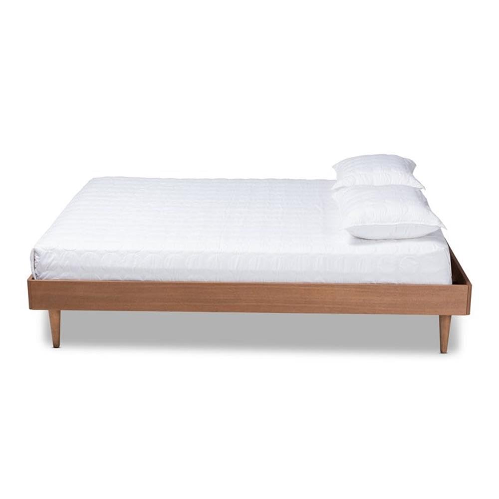 Baxton Studio Rina Mid-Century Modern Ash Wanut Finished Queen Size Wood Bed Frame