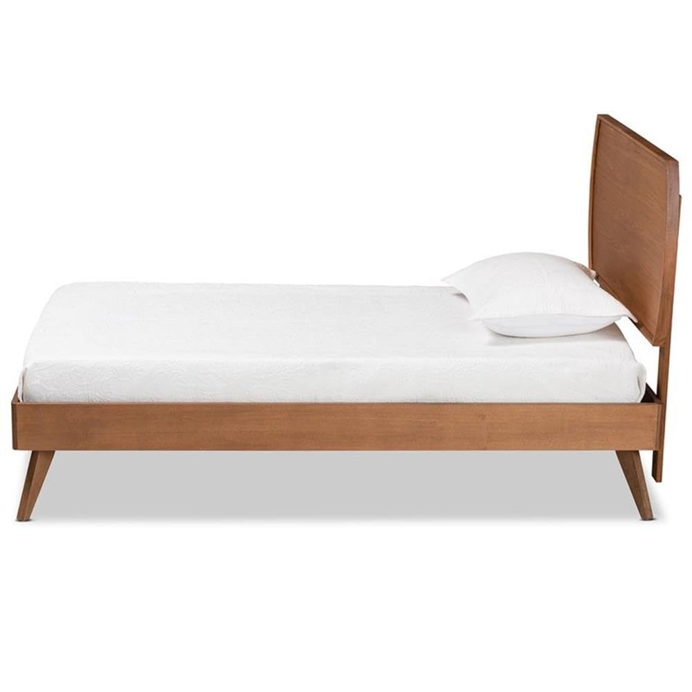Baxton Studio Aimi Mid-Century Modern Walnut Brown Finished Wood Twin Size Platform Bed