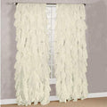 Diamondhome Decorative Sheer Vertical Ruffle Waterfall Window Treatment Curtain Drape Set (Beige, 2 Panel 50' X 84')