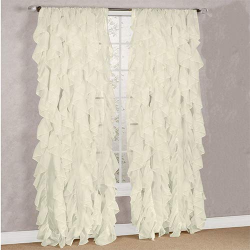Diamondhome Decorative Sheer Vertical Ruffle Waterfall Window Treatment Curtain Drape (Beige, 1 Panel 50' X 63')