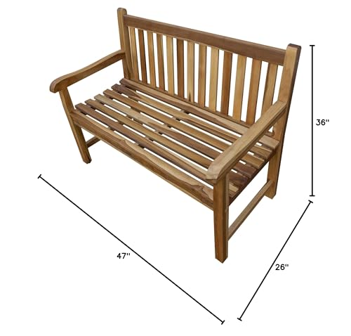 HomeRoots Compact Teak Outdoor Bench - Thumbnail 3