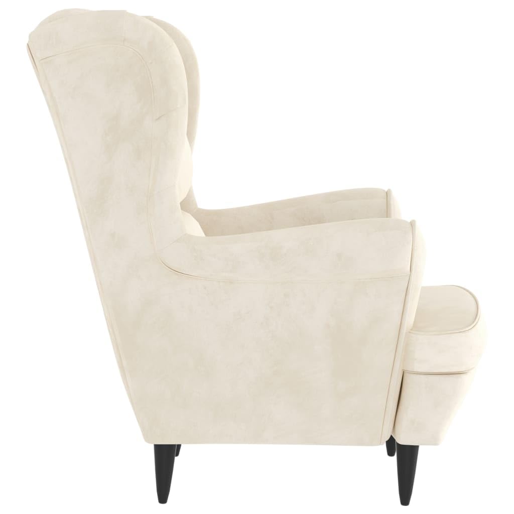vidaXL Cream White Velvet Armchair - Cozy Upholstered Accent Chair with Sturdy Plywood Frame, Perfect for Living Room, Bedroom or Office