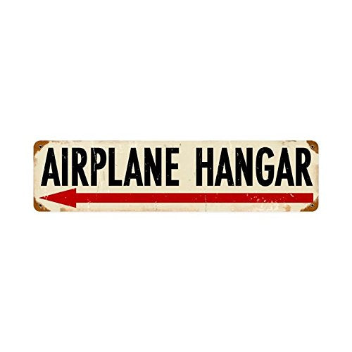 Airplane Hangar Left Arrow Vintage Style Steel Sign 20 x 5