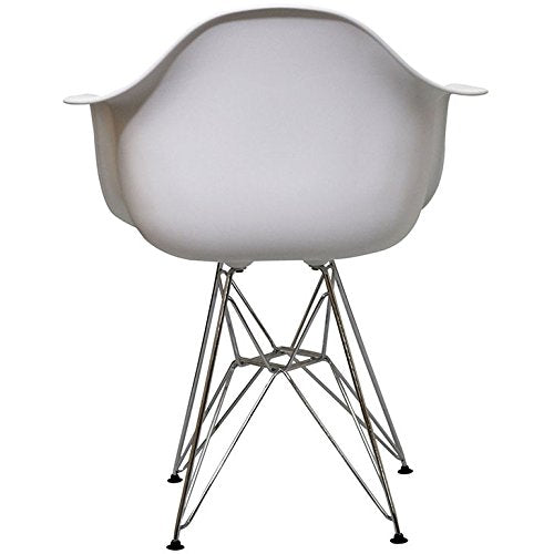 Modway Paris Modern Steel Metal Dining Armchair In White Finish