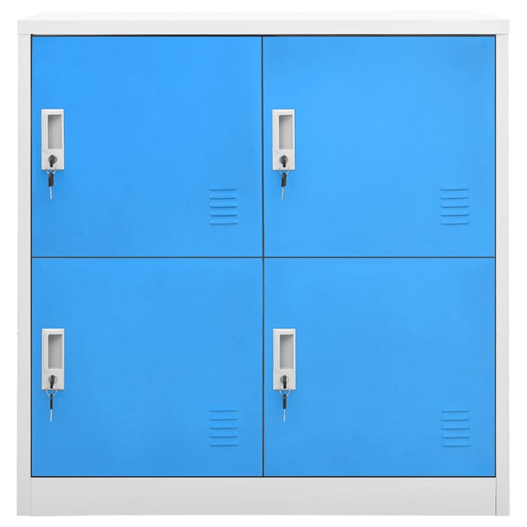 Vidaxl Light Gray And Blue Steel Locker Cabinets, Modern Office/School Storage Units, Lockable And Durable, With 4 Compartments, 104.28 Pounds, Industrial Style