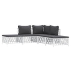 vidaXL Patio Furniture Set 5 Piece, Sectional Sofa with Cushions, Patio Lounge Set for Garden Lawn Backyard, Outdoor Patio Furniture, White Steel