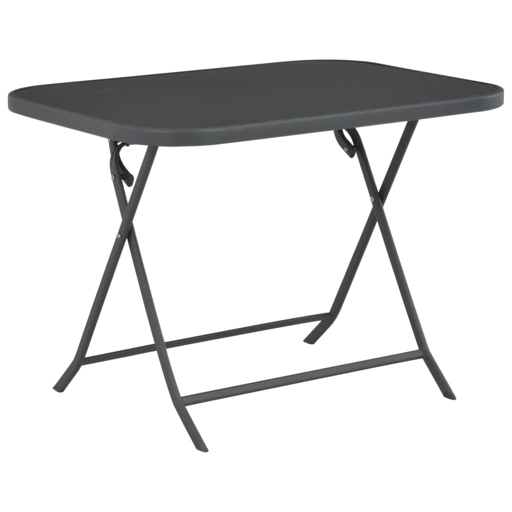 Vidaxl Folding Patio Table Gray 39.4&quot; X 29.5&quot; X 28.3&quot; Glass And Steel