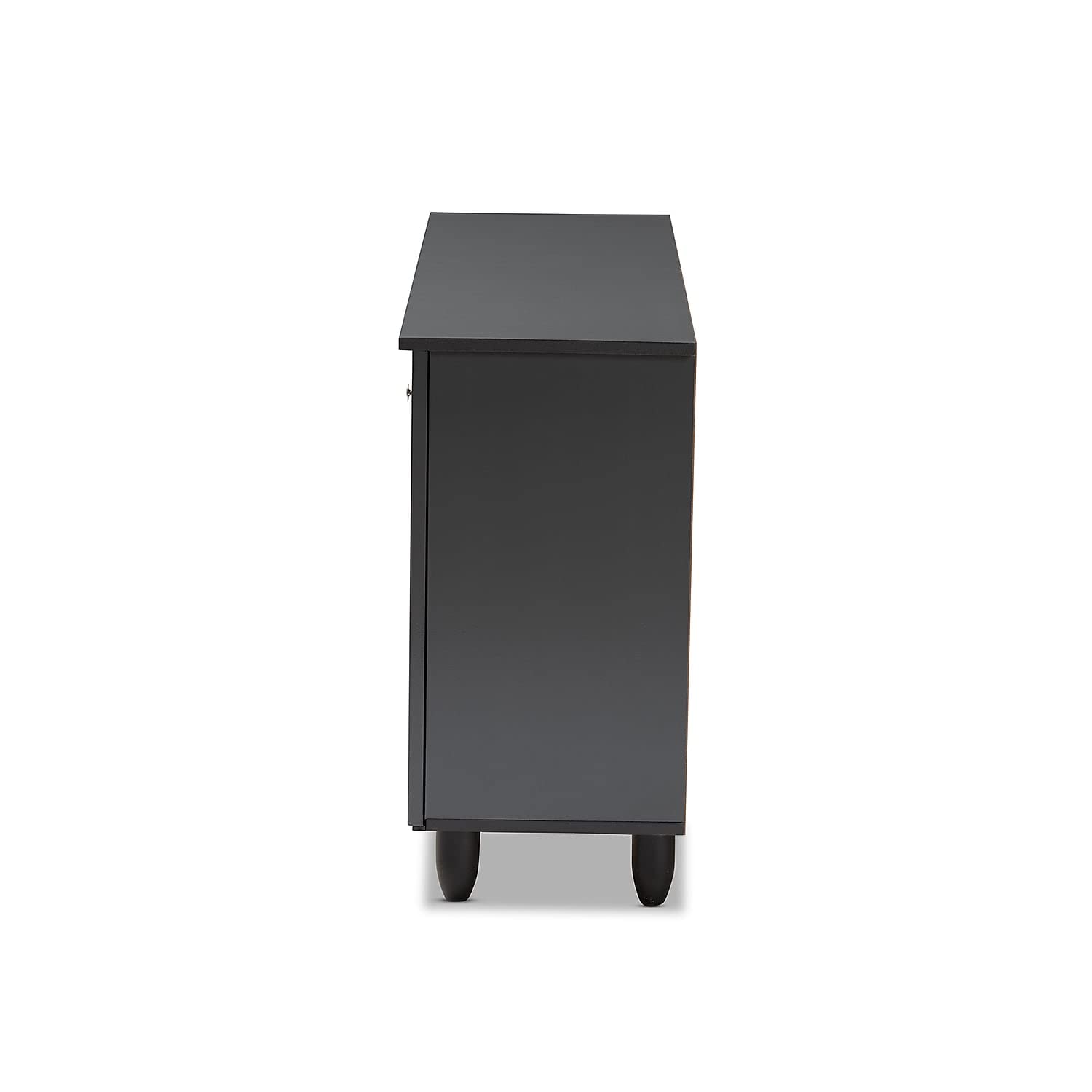 Baxton Studio Winda 3-Door Shoe Storage Cabinet, Dark Gray (152-9167-HiT)