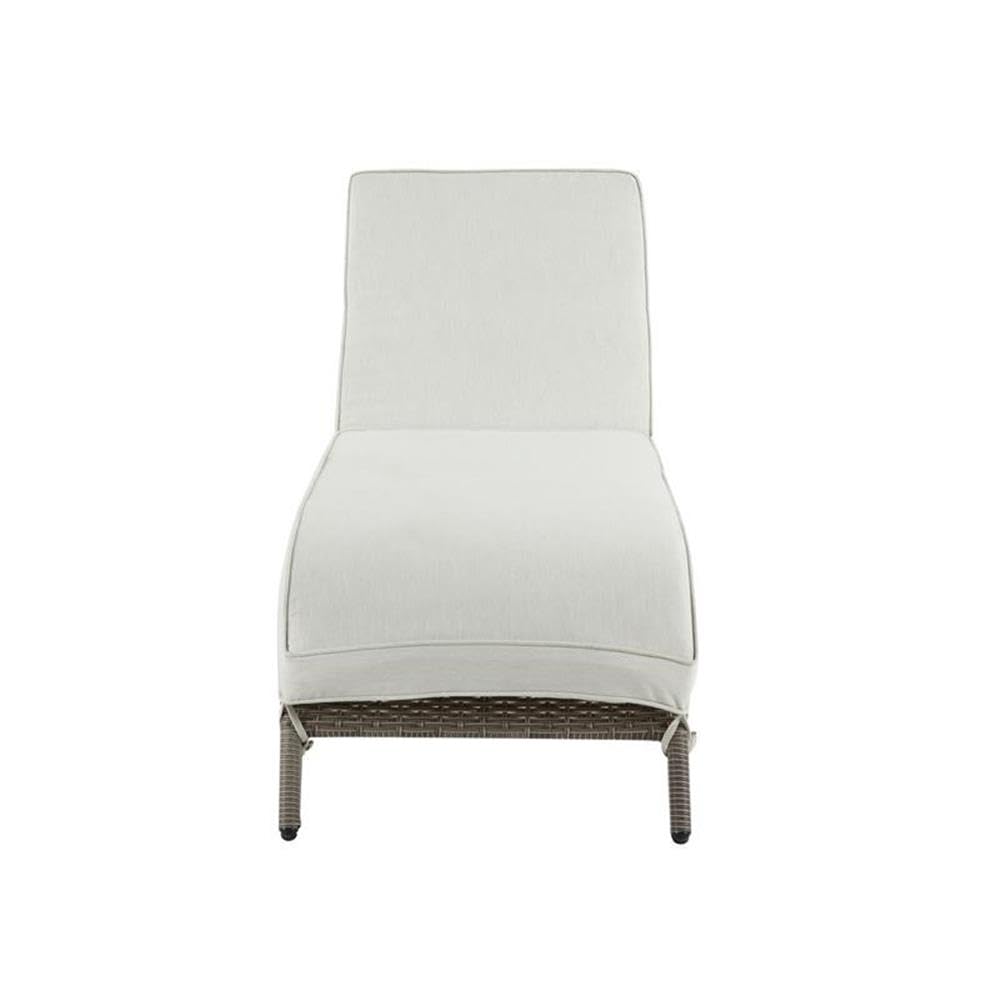 Acme Salena Patio Sun Lounge in Beige Fabric & Gray Finish