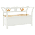 vidaXL White Bench with Storage, Comfort Backrest and Armrests, Solid Wood and Moisture-Resistant Engineered Wood, Ideal for Hallways, Living Room or Patio