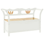 vidaXL White Bench with Storage, Comfort Backrest and Armrests, Solid Wood and Moisture-Resistant Engineered Wood, Ideal for Hallways, Living Room or Patio