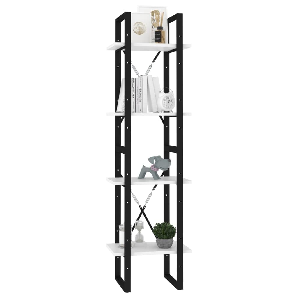 vidaXL 4-Tier Book Cabinet White 15.7&quot;x11.8&quot;x55.1&quot; Chipboard