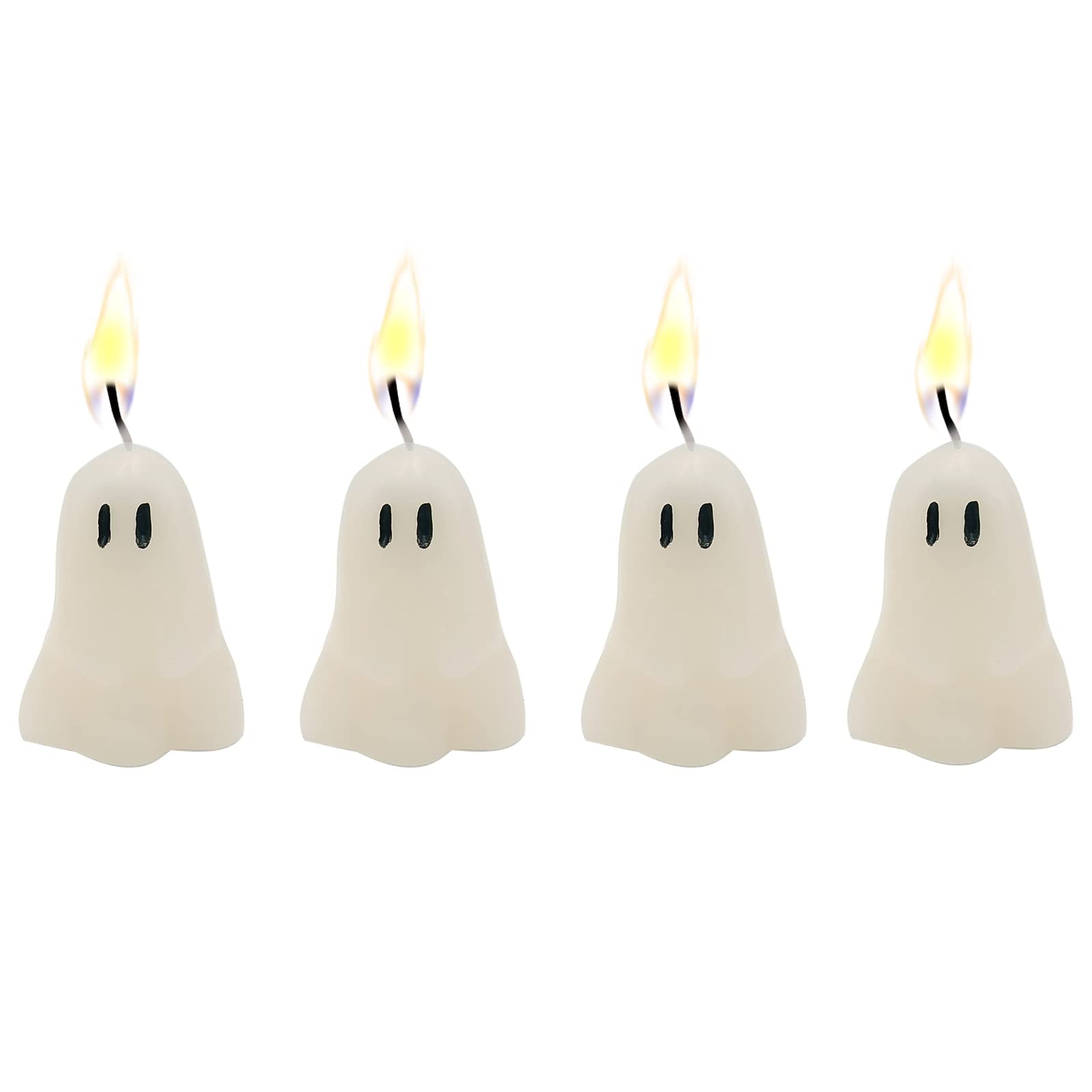 itechpanda 4 PCS Halloween Ghost Candles, Novelty Votive Ghost Candle, Cute Votive Candles for Fall Decor Thanksgiving, Spooky C