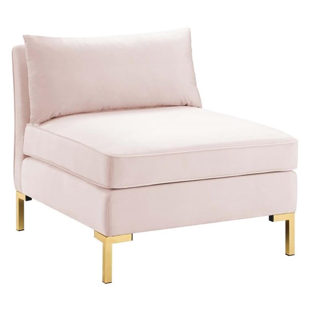 Modway Ardent Modern Performance Velvet Armless Chair In Pink/Gold