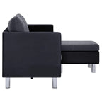 vidaXL 3-Seater Sofa with Cushions Black Faux Leather