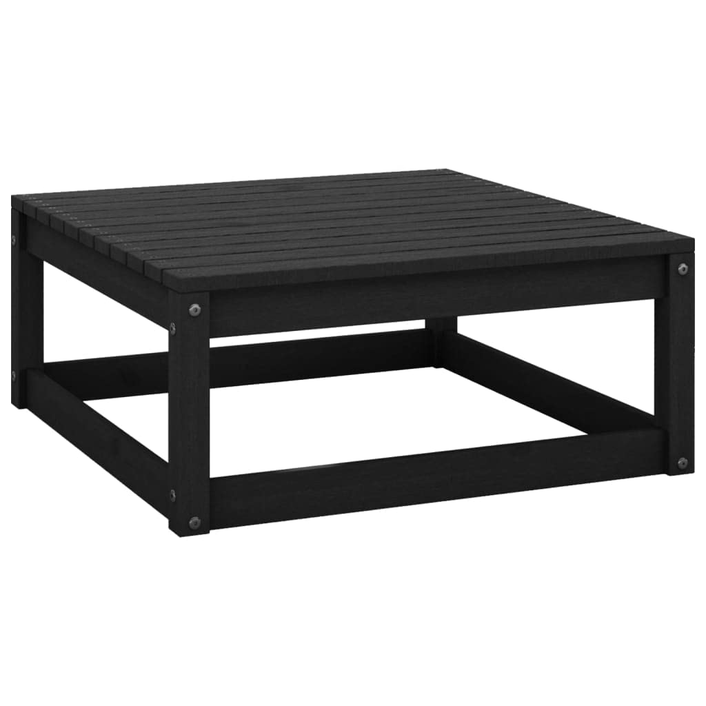 vidaXL Patio Footstool 27.6&quot;x27.6&quot;x11.8&quot; Black Solid Pinewood