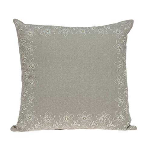 HomeRoots 100% Cotton Parkland Collection Neera Transitional Beige Pillow Cover with Poly Insert