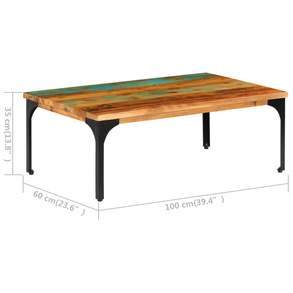vidaXL Coffee Table Solid Reclaimed Wood - Industrial Brown Rectangular Dinner Table/Office Desk with Power-Coated Steel Frame