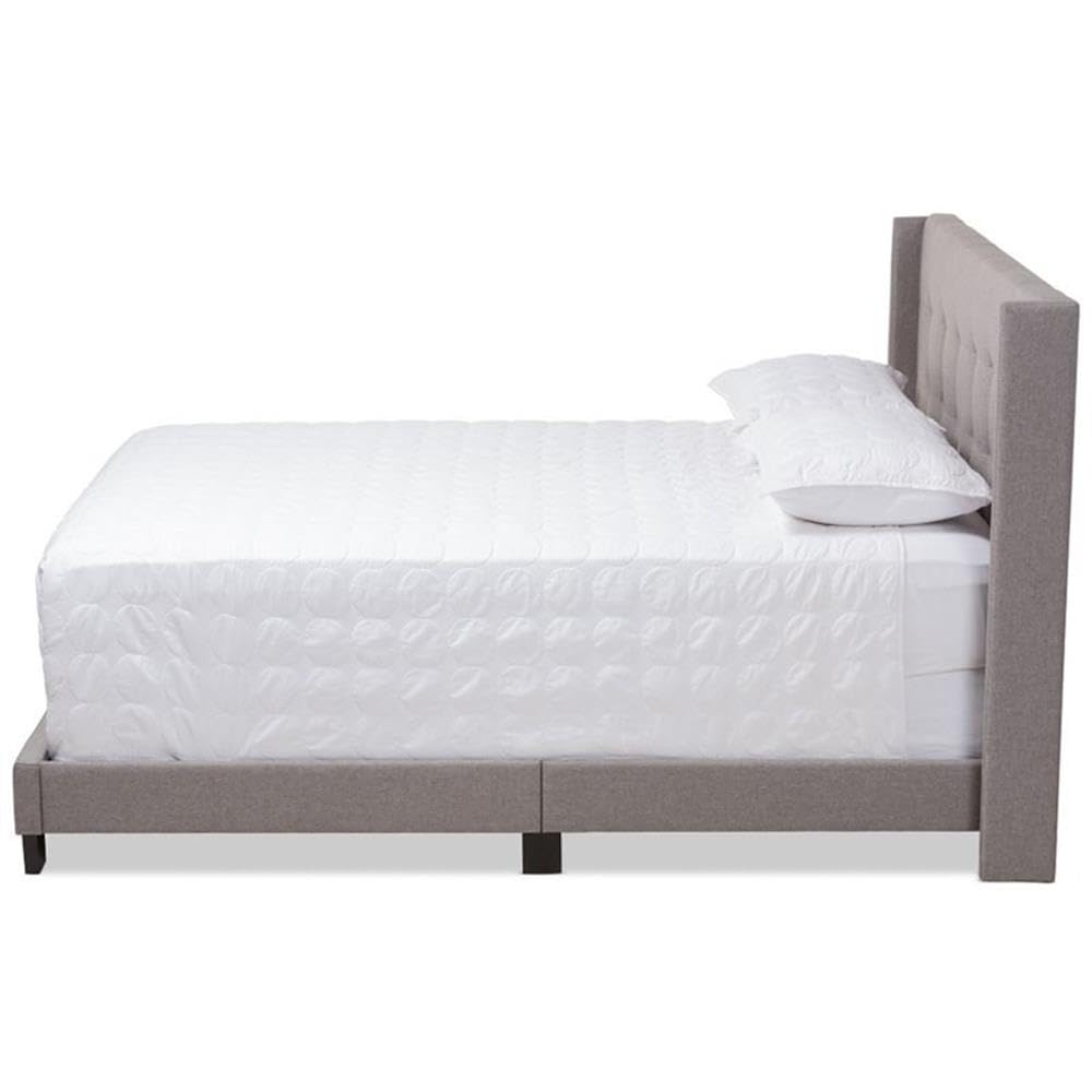 Baxton Studio Lisette Modern and Contemporary Grey Fabric Upholstered King Size Bed
